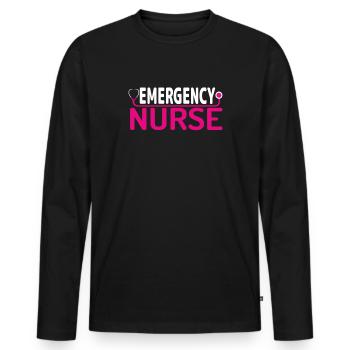 Infirmière d’urgence - T-shirt manches longues Premium bio Homme - noir - Devant - Nico (187cm)
