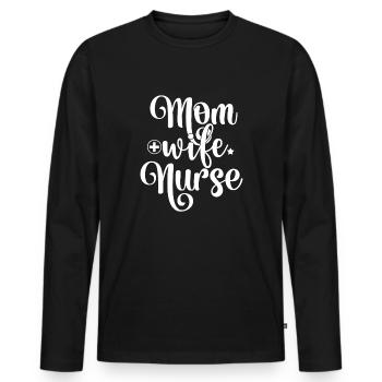 Mutter Ehefrau Krankenschwester - Männer Premium Bio Langarmshirt - Schwarz - Vorne - Nico (187cm)