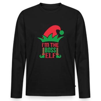 Je suis le patron onze Noël - T-shirt manches longues Premium bio Homme - noir - Devant - Nico (187cm)
