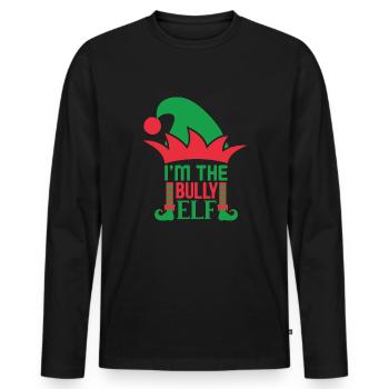 Lustiges Ich bin der Bully-Elf Christmas Design - Männer Premium Bio Langarmshirt - Schwarz - Vorne - Nico (187cm)