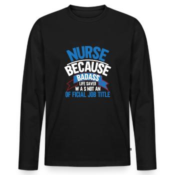 Krankenschwester, weil Held kein Titel ist - Männer Premium Bio Langarmshirt - Schwarz - Vorne - Nico (187cm)