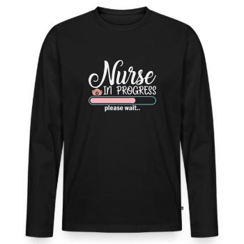 Nurse in work - Men's Premium Organic Long Sleeve Shirt - black - Front - Nico (187cm)
