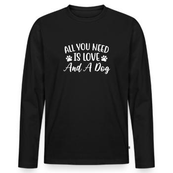A true friend leaves paws - Men's Premium Organic Long Sleeve Shirt - black - Front - Nico (187cm)
