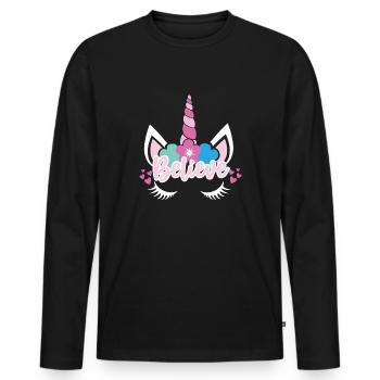 Belief in Unicorn Unicorn - Men's Premium Organic Long Sleeve Shirt - black - Front - Nico (187cm)