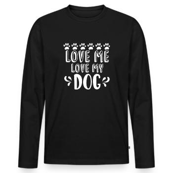 Aime-moi Aime mon chien - T-shirt manches longues Premium bio Homme - noir - Devant - Nico (187cm)