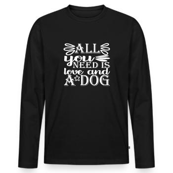 Tout ce dont vous avez besoin, c’est d’amour et d’un chien - T-shirt manches longues Premium bio Homme - noir - Devant - Nico (187cm)