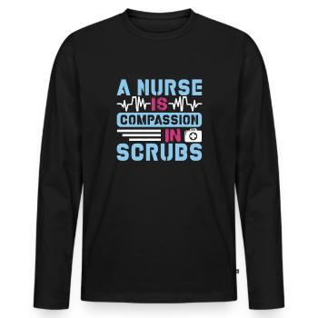 Krankenschwester Barmherzigkeit - Männer Premium Bio Langarmshirt - Schwarz - Vorne - Nico (187cm)