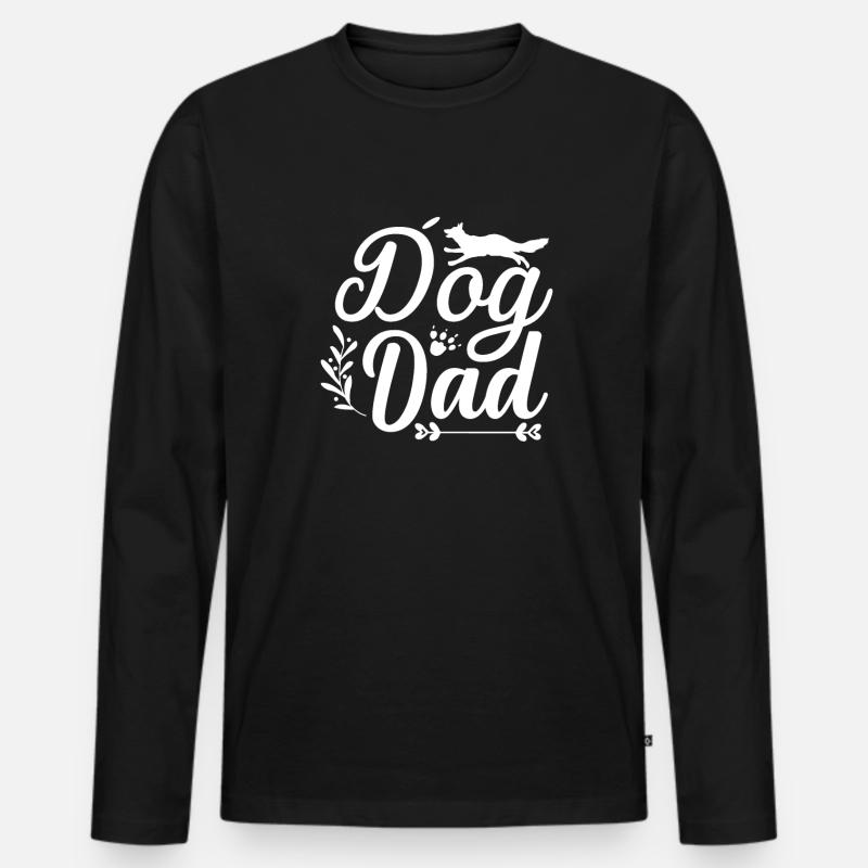 Hund Papa - Männer Premium Bio Langarmshirt - Schwarz
