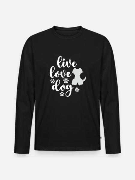 Leben Liebe Hunde - Männer Premium Bio Langarmshirt - Schwarz