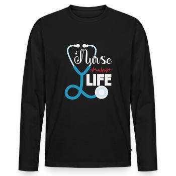 Nurse Life - Men's Premium Organic Long Sleeve Shirt - black - Front - Nico (187cm)