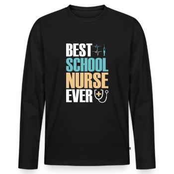 Beste Schulkrankenschwester - Männer Premium Bio Langarmshirt - Schwarz - Vorne - Nico (187cm)
