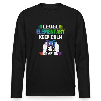Niveau ÉLÉMENTAIRE garder son calme et jouer sur - T-shirt manches longues Premium bio Homme - noir - Devant - Nico (187cm)