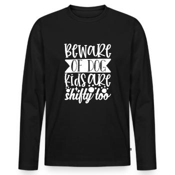 Beware of the dog - Men's Premium Organic Long Sleeve Shirt - black - Front - Nico (187cm)