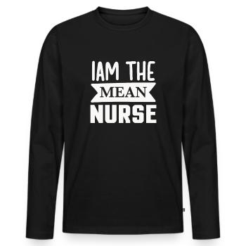 Je suis l’infirmière méchante - T-shirt manches longues Premium bio Homme - noir - Devant - Nico (187cm)