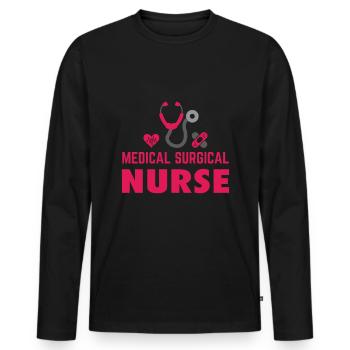 KRANKENSCHWESTER Medical Surgical Nurse - Men's Premium Organic Long Sleeve Shirt - black - Front - Nico (187cm)