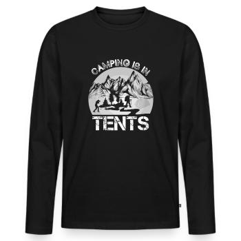 Zelten ist Zelten Wandershirt - Männer Premium Bio Langarmshirt - Schwarz - Vorne - Nico (187cm)
