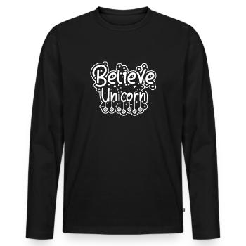 Belief in Unicorn Unicorn - Men's Premium Organic Long Sleeve Shirt - black - Front - Nico (187cm)