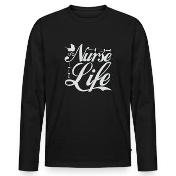Nurse Life - Men's Premium Organic Long Sleeve Shirt - black - Front - Nico (187cm)