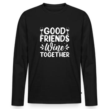 De bons amis boivent du vin ensemble - T-shirt manches longues Premium bio Homme - noir - Devant - Nico (187cm)