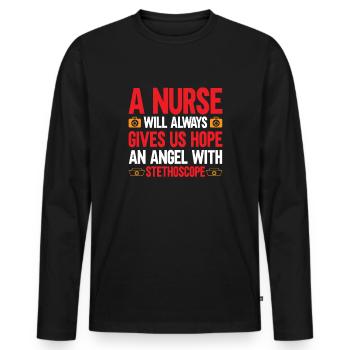Une infirmière donnera toujours de l’espoir - T-shirt manches longues Premium bio Homme - noir - Devant - Nico (187cm)