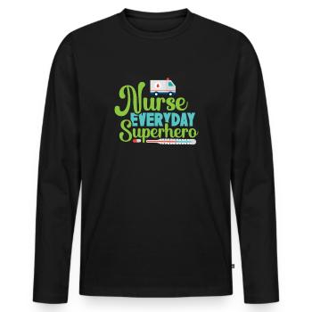 Santé et infirmière - T-shirt manches longues Premium bio Homme - noir - Devant - Nico (187cm)