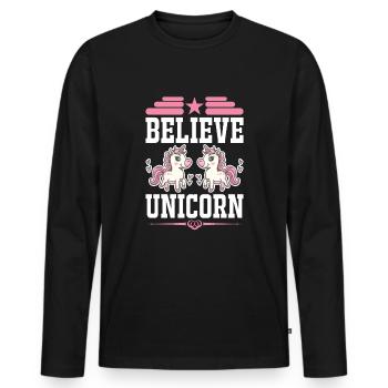Belief in Unicorn Unicorn - Men's Premium Organic Long Sleeve Shirt - black - Front - Nico (187cm)