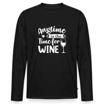 Anytime is a good time for wine - Men's Premium Organic Long Sleeve Shirt - black - Front - Nico (187cm)