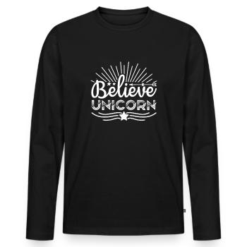 Belief in Unicorn Unicorn - Men's Premium Organic Long Sleeve Shirt - black - Front - Nico (187cm)