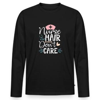 Les cheveux d’infirmière n’ont pas d’importance pour moi - T-shirt manches longues Premium bio Homme - noir - Devant - Nico (187cm)