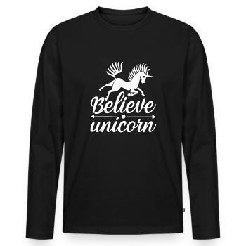 Belief in Unicorn Unicorn - Men's Premium Organic Long Sleeve Shirt - black - Front - Nico (187cm)
