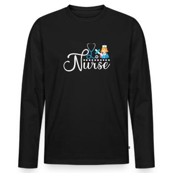 Nurse - Men's Premium Organic Long Sleeve Shirt - black - Front - Nico (187cm)