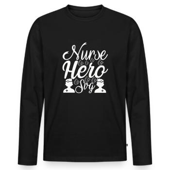Nurse Held - Men's Premium Organic Long Sleeve Shirt - black - Front - Nico (187cm)