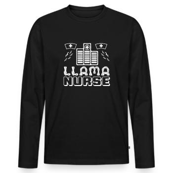 Llama Nurse - Men's Premium Organic Long Sleeve Shirt - black - Front - Nico (187cm)
