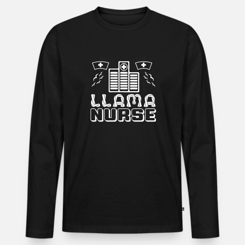 Llama Krankenschwester - Männer Premium Bio Langarmshirt - Schwarz