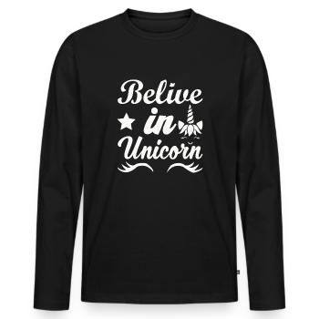 Belief in Unicorns Unicorn - Men's Premium Organic Long Sleeve Shirt - black - Front - Nico (187cm)