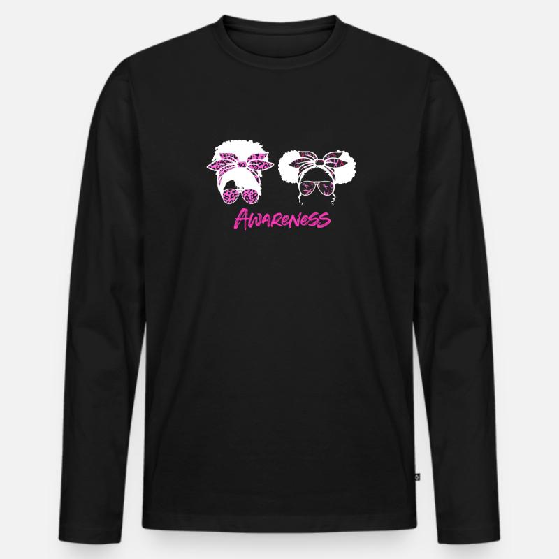 Brustkrebs Bewusstsein - Männer Premium Bio Langarmshirt - Schwarz