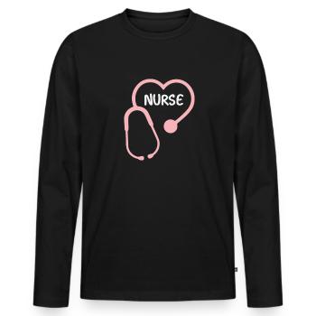 Nurse - Men's Premium Organic Long Sleeve Shirt - black - Front - Nico (187cm)