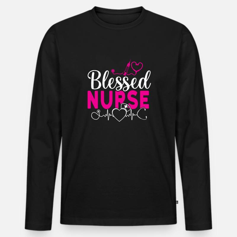 Blessed nurse Krankenschwester - Männer Premium Bio Langarmshirt - Schwarz