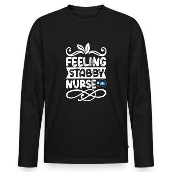 Infirmière épineuse - T-shirt manches longues Premium bio Homme - noir - Devant - Nico (187cm)