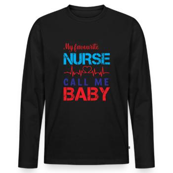 KRANKENSCHWESTER Nurse Calls me Baby - Men's Premium Organic Long Sleeve Shirt - black - Front - Nico (187cm)