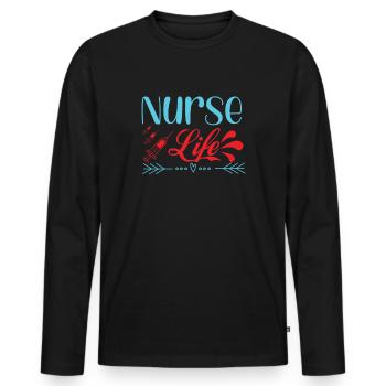 KRANKENSCHWESTER Nurse Life - Men's Premium Organic Long Sleeve Shirt - black - Front - Nico (187cm)