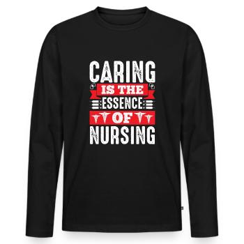 Fürsorge ist das Wesen einer Krankenschwester - Männer Premium Bio Langarmshirt - Schwarz - Vorne - Nico (187cm)