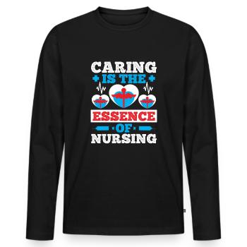 Fürsorge ist das Wesen einer Krankenschwester - Männer Premium Bio Langarmshirt - Schwarz - Vorne - Nico (187cm)