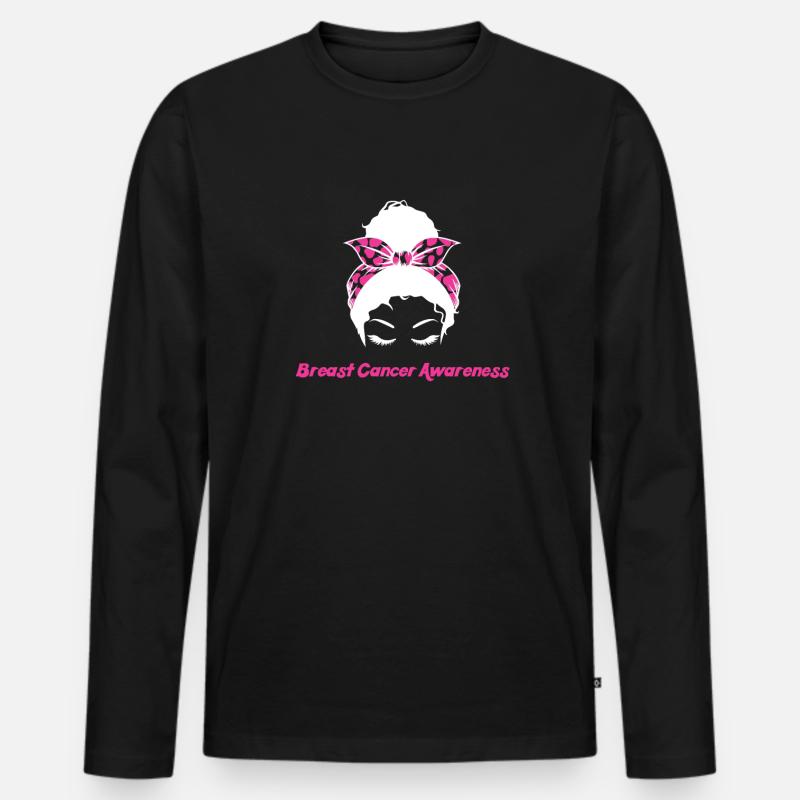 Messy Bun Awareness Brustkrebs - Männer Premium Bio Langarmshirt - Schwarz