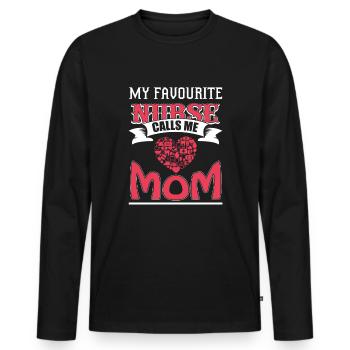 MY FAVORITE SISTER CALLS ME MOM - Men's Premium Organic Long Sleeve Shirt - black - Front - Nico (187cm)