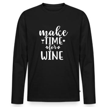 PRENEZ LE TEMPS POUR LE VIN - T-shirt manches longues Premium bio Homme - noir - Devant - Nico (187cm)
