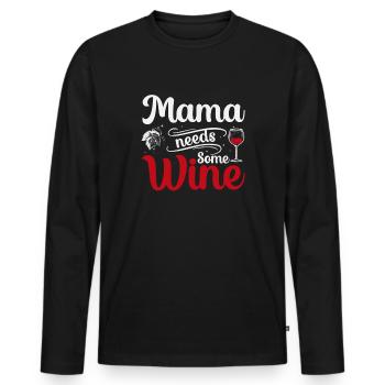 Maman a besoin de vin - T-shirt manches longues Premium bio Homme - noir - Devant - Nico (187cm)