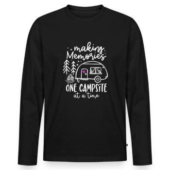 Camping Erinnerungen - Männer Premium Bio Langarmshirt - Schwarz - Vorne - Nico (187cm)