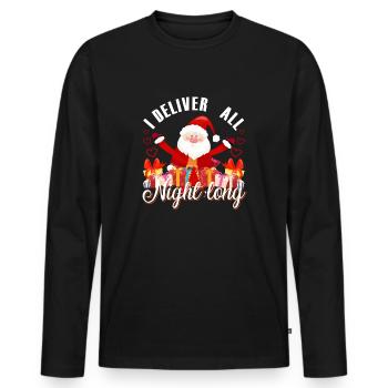 Lustiges Ich liefere die ganze Nacht Christmas - Männer Premium Bio Langarmshirt - Schwarz - Vorne - Nico (187cm)