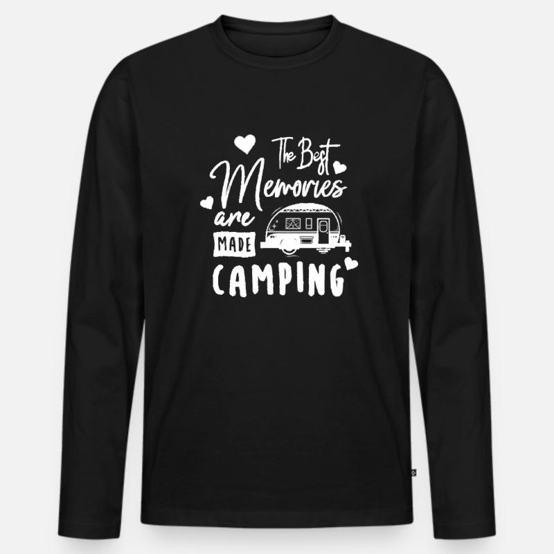 Camping Erinnerungen Urlaub - Männer Premium Bio Langarmshirt - Schwarz